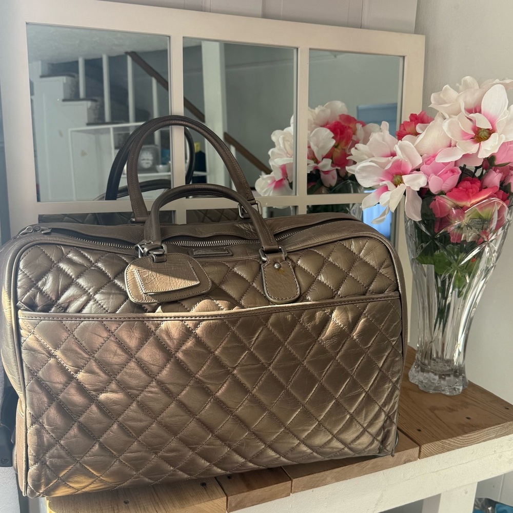 Authentic CHANEL Vintage Matelasse Quilted Leather 2 Way Carry-on Suitcase Bag